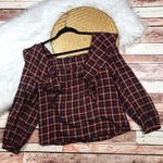 Madewell  plaid ruffled square neck blouse‎ Photo 4