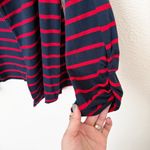 [Olivia Moon] Red Navy Striped Open Front Knit Blazer Jacket 3/4 Sleeves Size XL Blue Photo 8