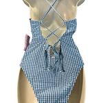 Juicy Couture Seersucker Lined Blue Gingham Zipper Front women sz L Photo 3