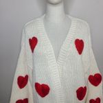 Bibi Heart Sweater Valentines Day Love Women's‎ Open Knit Cardigan Size XL White Photo 1
