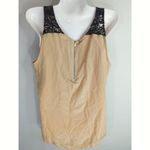 J.Crew Womens Blush & Black Lisette Lace Silk Shell Tank Top Career Size 10 Photo 5