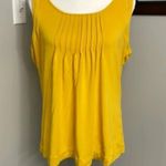 Womens Mustard Pintuck Sleeveless Tie back Blouse Top Shirt Size Large Gold Photo 0