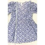 H&M  Purple‎ White Floral Print Cotton Dress V-Neck Ruffle A-Line Size Medium Photo 9