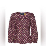 Ralph Lauren Polo  Block-Print Linen‎ Button-Front Top Size 12 Photo 2