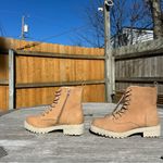 DV BY DOLCE VITA Opalus Womens Zipper Lace Up Combat Boots size 7 Tan Photo 3