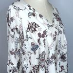 Olivaceous  White Purple Floral Babydoll High Low V Neck Blouse Medium NWT Photo 4