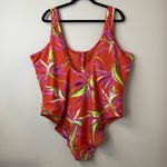 Old Navy  Womens 3X Multicolored Floral Front Zipper One Piece Plus Size Swimsuit Photo 2