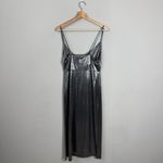 Nasty Gal Sheen There Done That Cowl Neck Midi Dress Women 8 Silver Metallic NWT Photo 5