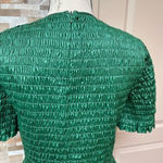 ZARA  women vegan leather smoked blouse pleated peplum design size M Photo 6