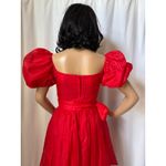 American Vintage  80’s Roberta red formal party dress, puff sleeves tie-waist XS Photo 11