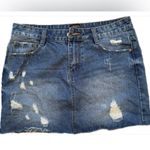 Jean skirt woman’s sz M On Twelfth mini distressed, denim zip front White Size M Photo 8