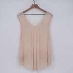 Free People  Beaded V Neck Sleeveless Sheer Blouse Peach M Photo 6