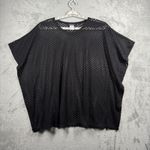 Slinky Brand  Poncho Top M Black Crochet Knit Open Knit Batwing Dolman Sleeve Photo 1