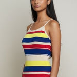 Hot & Delicious  womens medium multi-color striped maxi dress snap button skirt Photo 0