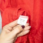 Terzo Millennio Red Linen Italian Midi Dress Size Medium Photo 5