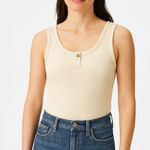Everlane Pointelle Button Tank Top Beige Photo 0
