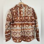 ROCK & ROLL Denim Women’s Southwestern Print Jacquard Shacket Medium Tan Brown Photo 5
