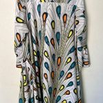Step in style women’s peacock print Tunic Dress Colorful Patterned Midi Dress XL Blue Photo 1