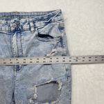 American Eagle Mom Jeans 12 Stretch Distressed Destroyed Chewed Hem Light Wash Photo 2