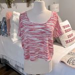 Wet Seal  Oversized Medium Pink Zebra Stripe Crop Top Comfy Shirt Womens Medium Photo 1