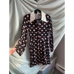 Joanie Pearl Button Collar Folk Heart Black Midi Dress 12 Femme Romantic Granny Size 8 Photo 2