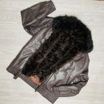 Vintage Maison Blanche leather fur lined jacket coat removable fur vest lining s Brown Photo 0