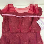 JS Collections  Embroidered Blouson Midi Dress In Sangria Size 12 Photo 9