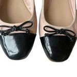 Saks 5th Avenue Saks Fifth Avenue Inez Leather Balllet Blush Pink Black Bow Flats Cap Toe Sz 10 Photo 2