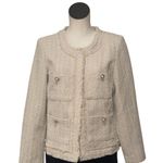 Nanette Lepore NWT NANETTE Pearl Button Tweed Jacket Large Oatmeal Photo 2