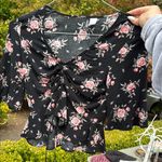 H&M Black and Pink Floral Blouse Photo 0