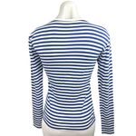 Tory Burch  Sport Blue White Striped Embroidered Heart Long Sleeve Top Size XS Photo 1