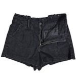 American Eagle  Outfitters High Waisted Denim Shorts Black Paper Bag Waist Size 6 Photo 2