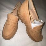BRAND NEW Womens Chunky Platform Felt/Suede Tan Loafers Size 9.5 Photo 3