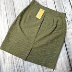 Michael Kors MICHAEL  MK Army Green Zebra Print Pencil Skirt NWT Large Photo 0