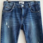 ZARA Trafaluc Medium Blue Distressed Jeans with Pearl Hem Skinny Jeans, Size 4 Photo 1