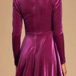 Lulus Sweet Desire Magenta Velvet Long Sleeve Skater Dress Size Small .  NWT Photo 1