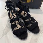 Route 66 Marcia LaceUp Wedge Dress Sandals Womens 7 Black ChunkyHeel WovenStraps Photo 5