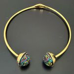 Trina Turk Gold-tone Multicolored Rhinestones Ball Cap Ends Cuff Collar Necklace Photo 3
