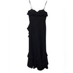Aidan Mattox  Black Ruffled Strapless Frill Cocktail Dress Photo 1