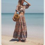 Spell Seashell Maxi Skirt Opal Cotton Floral Mermaid Print Small EUC Blue Photo 6