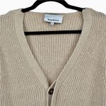 Heartloom Remy Striped Sleeve Cardigan Sweater Beige Hidden Button Placket XS Photo 4