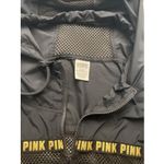Victoria's Secret PINK  Black Gold Logo Zip Mesh Hooded Windbreaker Jacket Sz M/L Photo 1