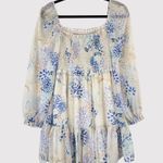 ARITZIA Wilfred Dress Blue Tempest Mini Smocked Puffed Floral Babydoll Boho XS Photo 1