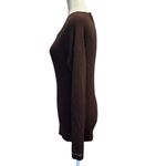 Tommy Hilfiger  Ribbed Knit Top Chocolate Brown Split Neck (L) Neutral Minimalist Photo 2