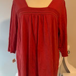 53. Red 3/4 Sleeve Boxy Blouse with Relaxed Fit Size undefined Photo 0