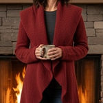 NWT Lafayette 148 Sweater Wool Blend Boucle High Low Shawl Size Small Red Photo 0