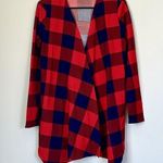 SheIn Red Plaid Open Lightweight Cardigan - Medium (6) Photo 0