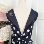 Adrianna Papell Polka Dot Pleated Belted Cocktail Dress Navy Blue White Sz 8 NWT Photo 9