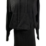 Evereve Women's Black Knit Hoodie Sweater Dress Size L Loungewear Casual Photo 0