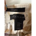 Tahari  100% Linen Wide Leg Pants XL Artsy‎ White Brown Beach Coastal Pull On Photo 2